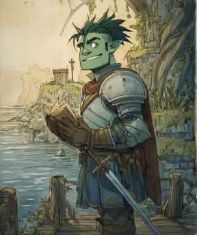 A young optimistic half-orc paladin