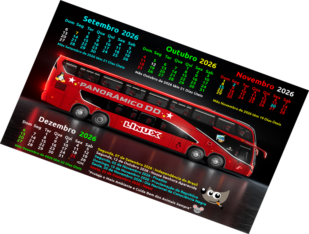 Busscar DD Panoramico NB1 Lateral Direita Calendarios SOND 2026 Extra Shear Rot Image Magick LINUX