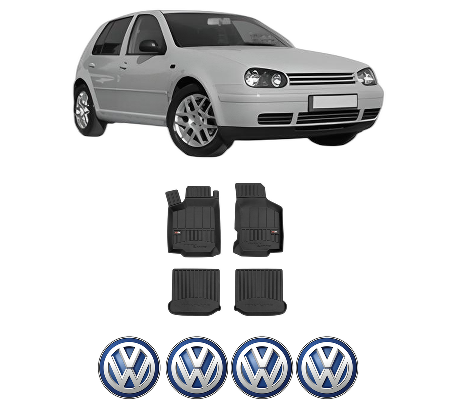 Set covorase presuri Volkswagen GOLF IV din 1998-2010, auto, din cauciuc thermoplastic, 4 Stickere auto cu Volkswagen