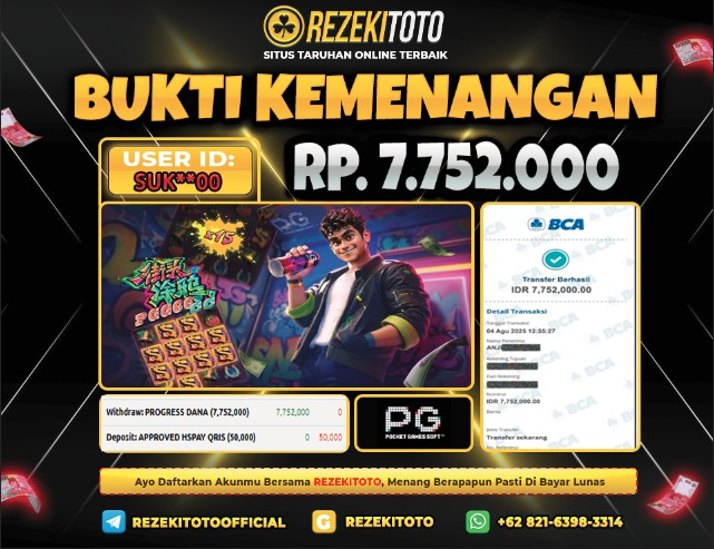 BUKTI KEMENANGAN 4 AGUSTUS 2025 GRAFFITI RUSH 7 JUTA 