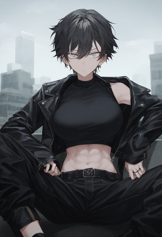 depth of field, 1girl, [[tall]], [toned], large breasts, short hair, black hair, s-704476583