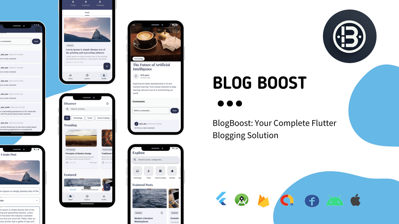 BlogBoost Pro - Flutter Blog & CMS with PHP Backend - 1