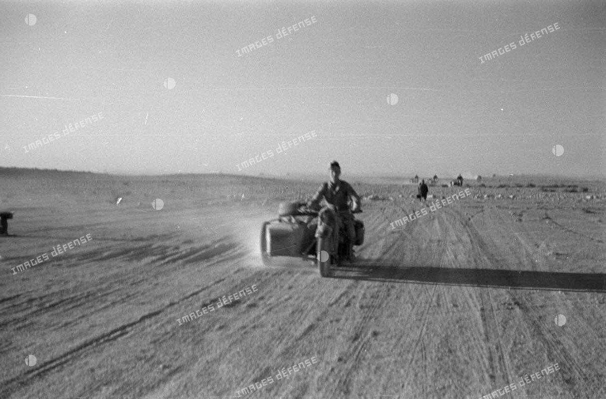 Side-cars qui roulent dans le désert 1941 (8)