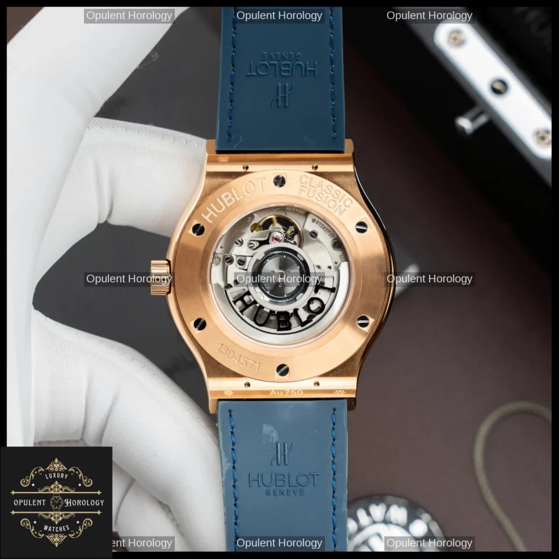Hublot Classic Fusion King Gold Blue Dial Automatic SW300 42mm Crocodile Strap