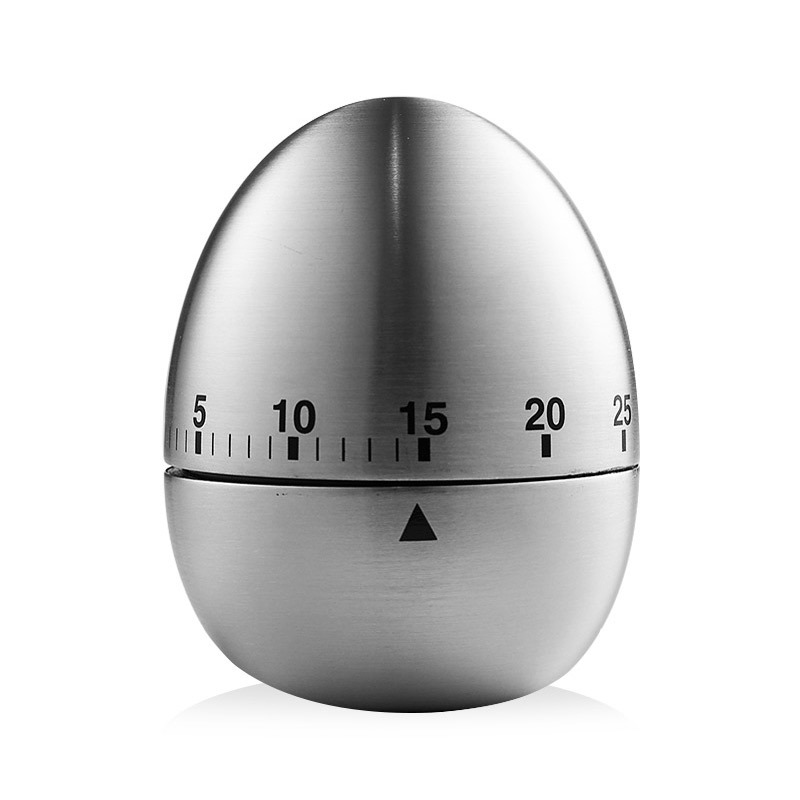 Egg Shape Stainless Steel Kitchen Timer Mechanical Cooking Timer - Wind-Up 60 Minute Countdown Timer - Loud Ring 72dB Baking Tool with Non-Slip Base - Battery-Free Analog Timer for Home Office