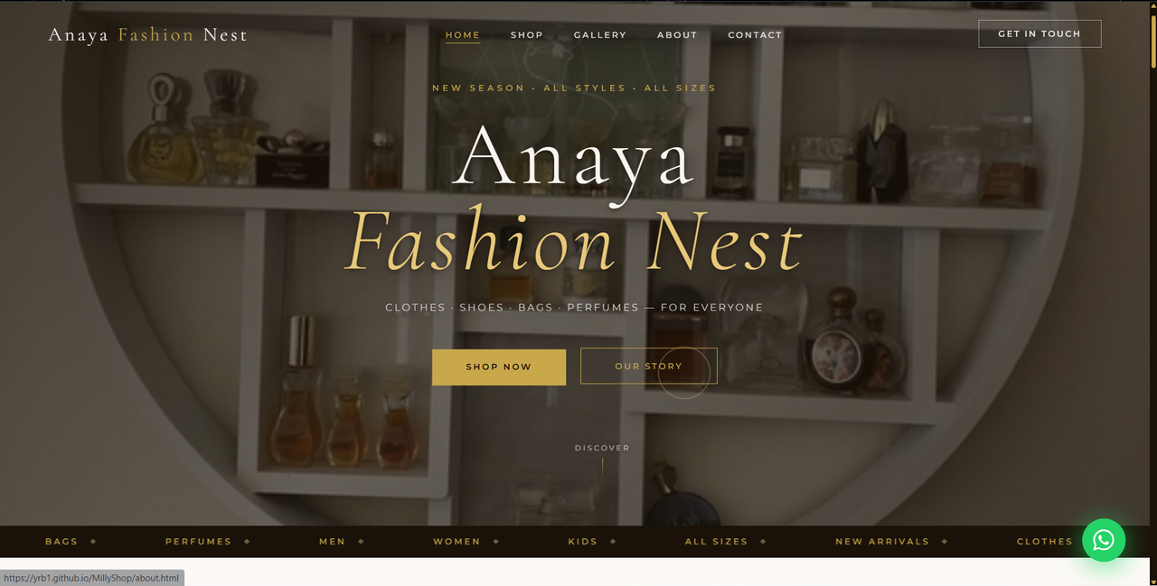 Anaya Clothing website homepage designed by YRB Nova