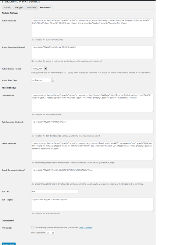 Breadcrumb NaXT Miscellaneous settings