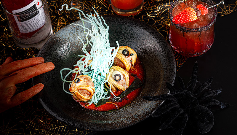 Mummified Meatballs in a Tomato Bloodbath Cooling Tower Rooftop Bar