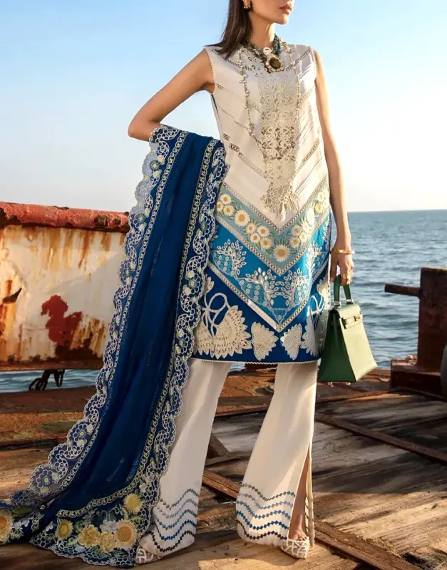 Luxury Heavy Schiffli Embroidered Lawn Dress with Embroidered Organza Dupatta 2026