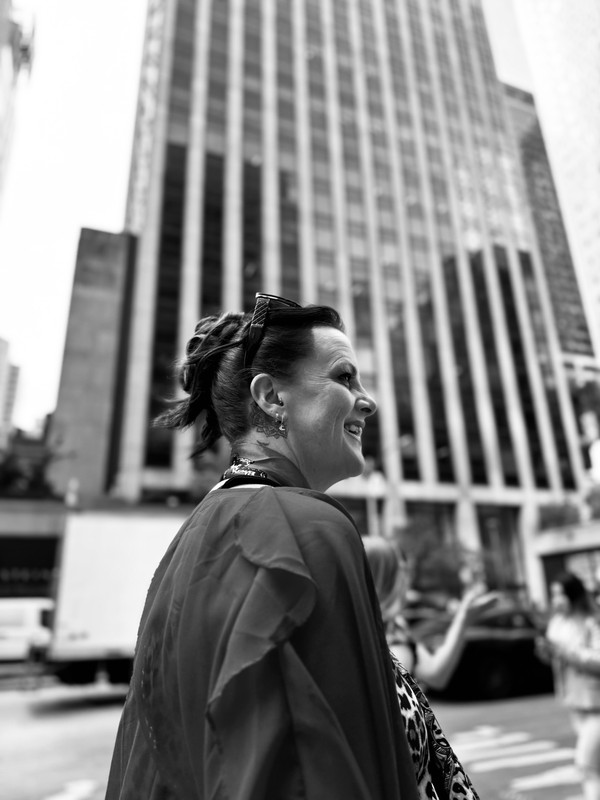 Gin, portrait, city street