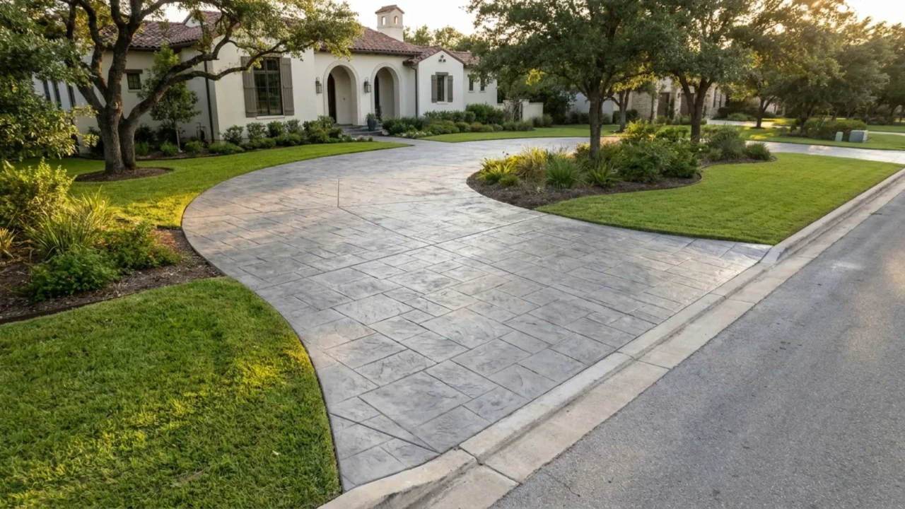 Affordable Stamped Concrete Driveway Single Pattern San Antonio