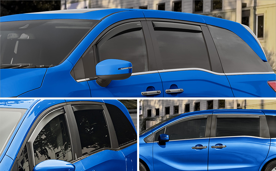 ZTT Black Window Visors For 2018-2025 Honda Odyssey – Rain Guard Vent Deflectors, 4-Piece Set, No Drill