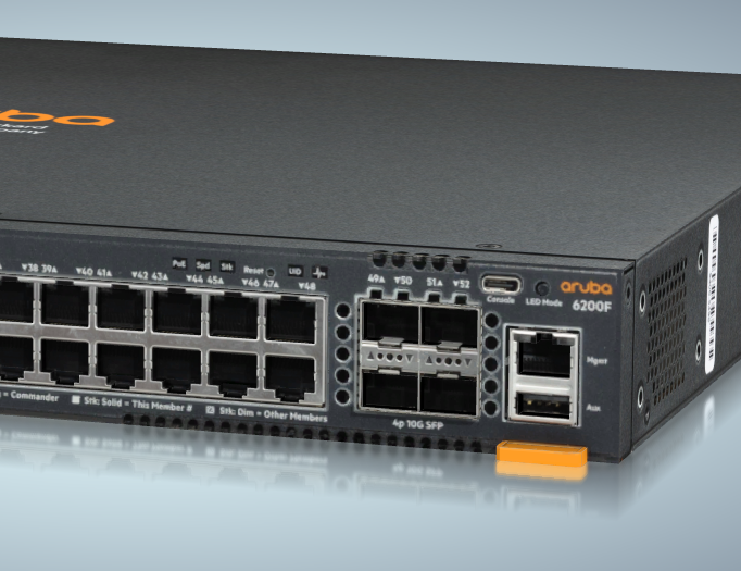 Vista traseira do Switch Aruba CX 6200F JL728A, mostrando as opções de fonte de alimentação redundante.