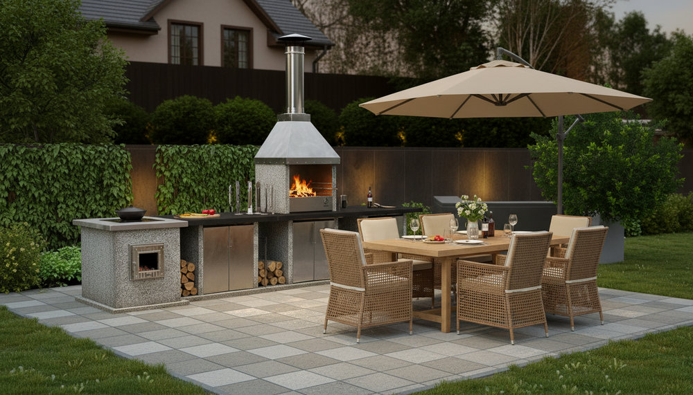 Модульная уличная кухня на загородном участке