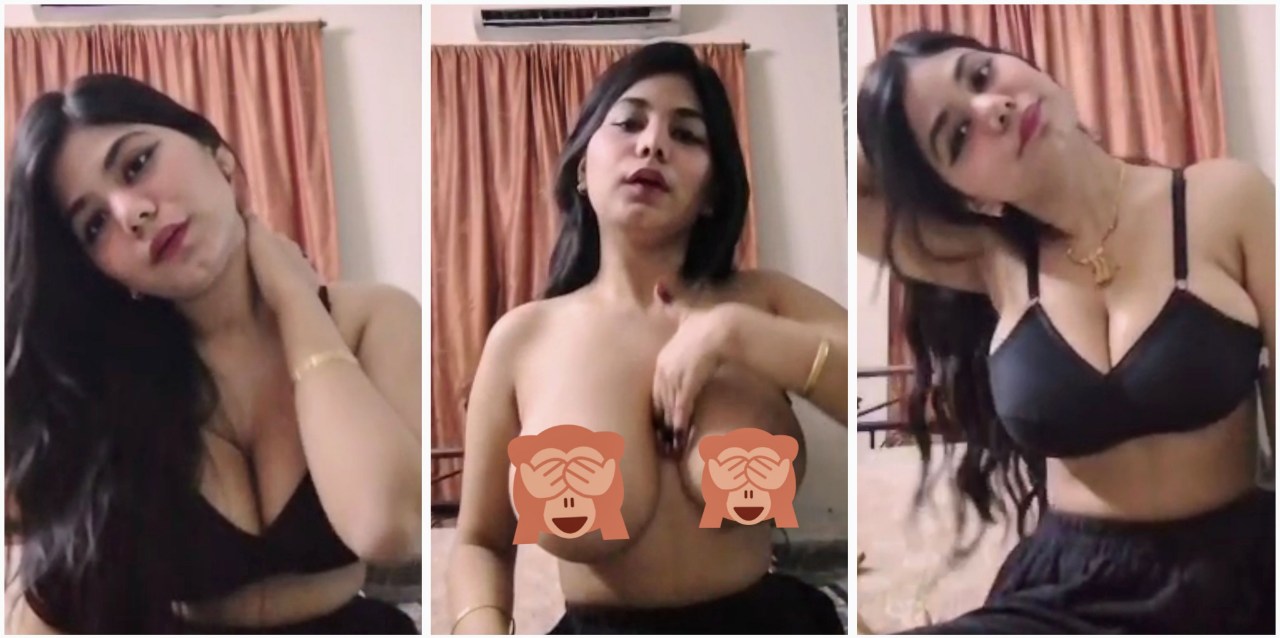 Horney girl showing her boob closeup