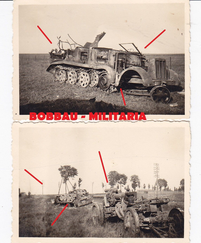 durch Panzer-Beschuss zerstörtes Sd.Kfz Halbkett