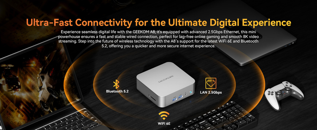 GEEKOM A8 Mini PC, AMD Ryzen 7 8845HS, 32GB DDR5 RAM, 1TB SSD