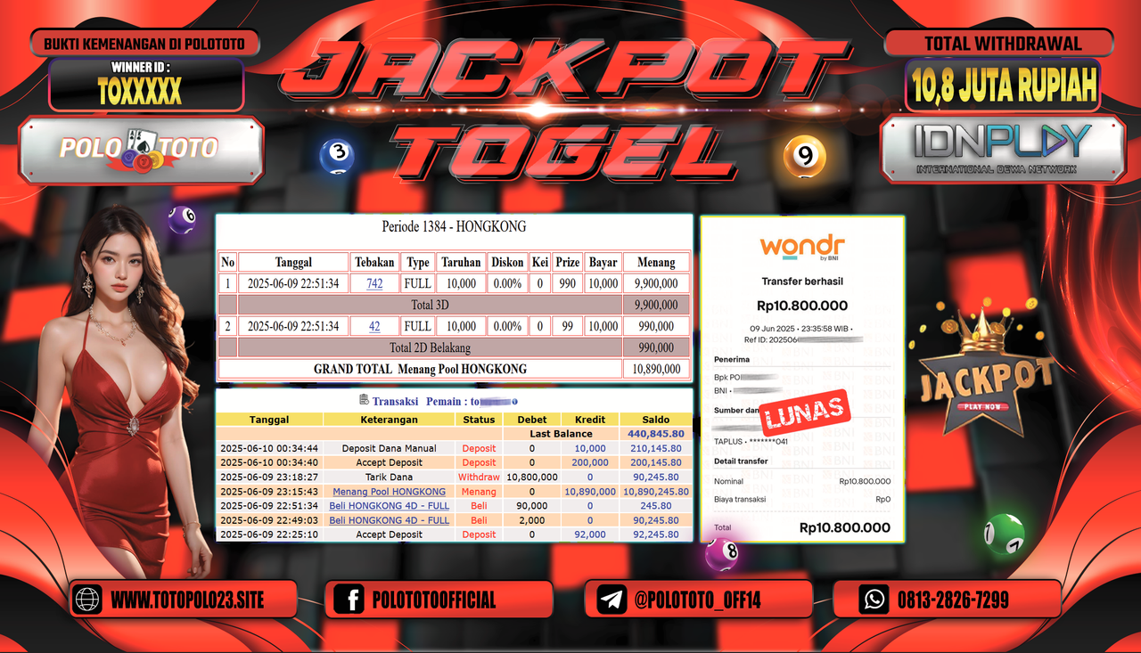 POLOTOTO JACKPOT TOGEL HONGKONG LOTTO Rp.10.800.000,-