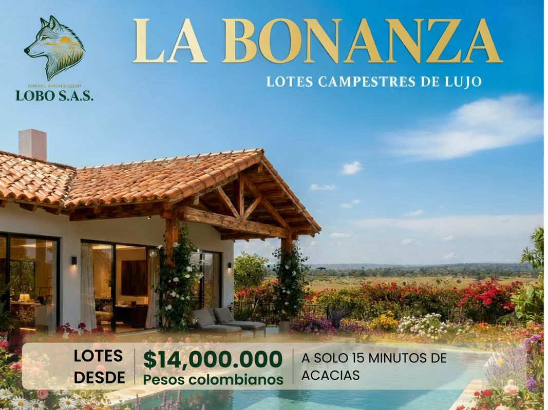 Casa modelo en La Bonanza, lotes campestres en Colombia