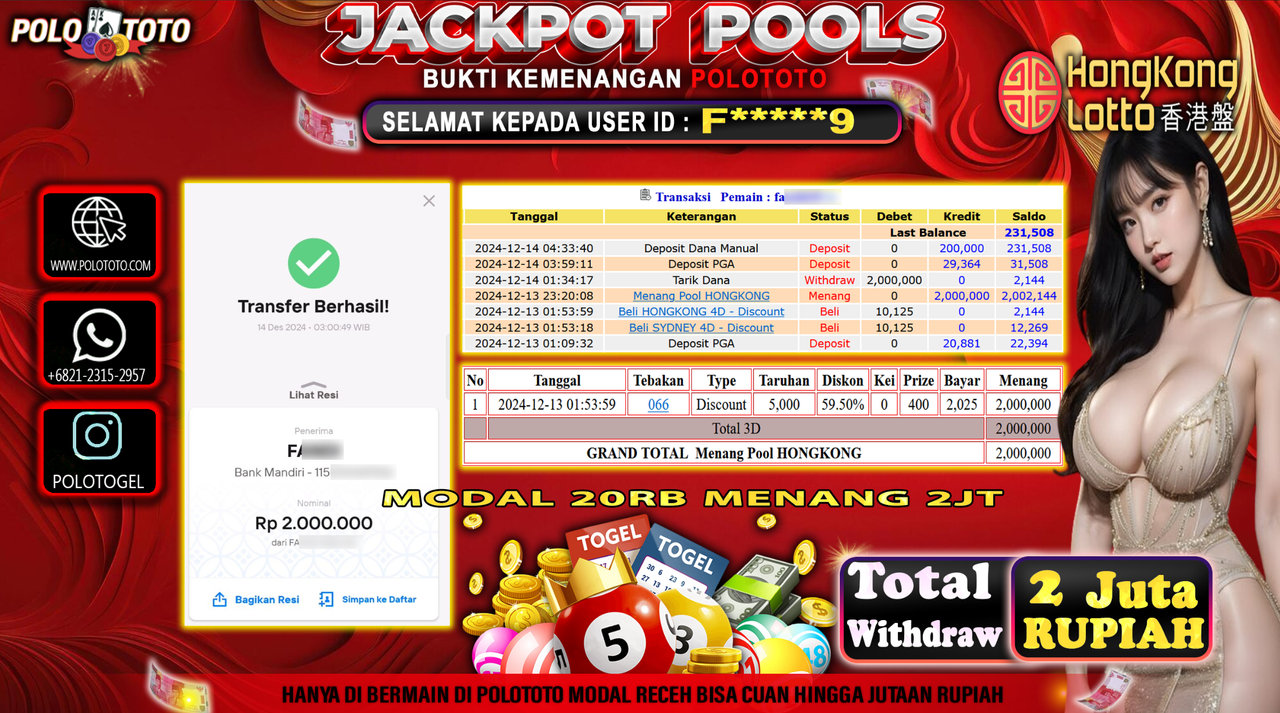 POLOTOTO JACKPOT TOGEL PASARAN HONGKONG Rp.2,000.000,-