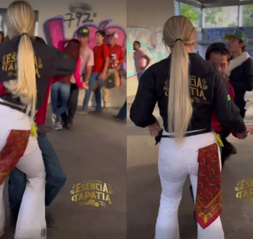 Guapa maestra baila quebradita con su alumno y se vuelve viral (Video)