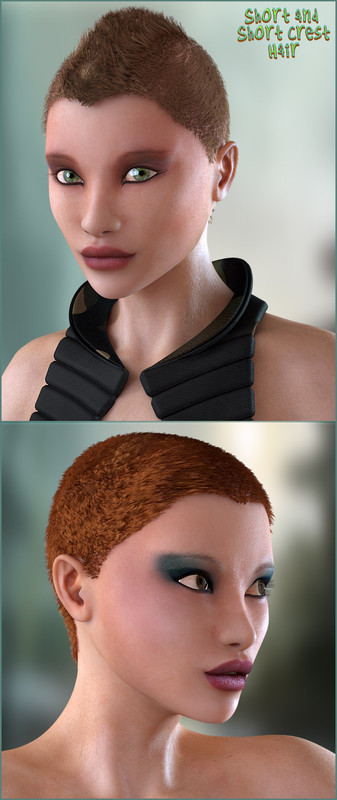 Short and Short Crest Hair for Genesis, M4 and V4