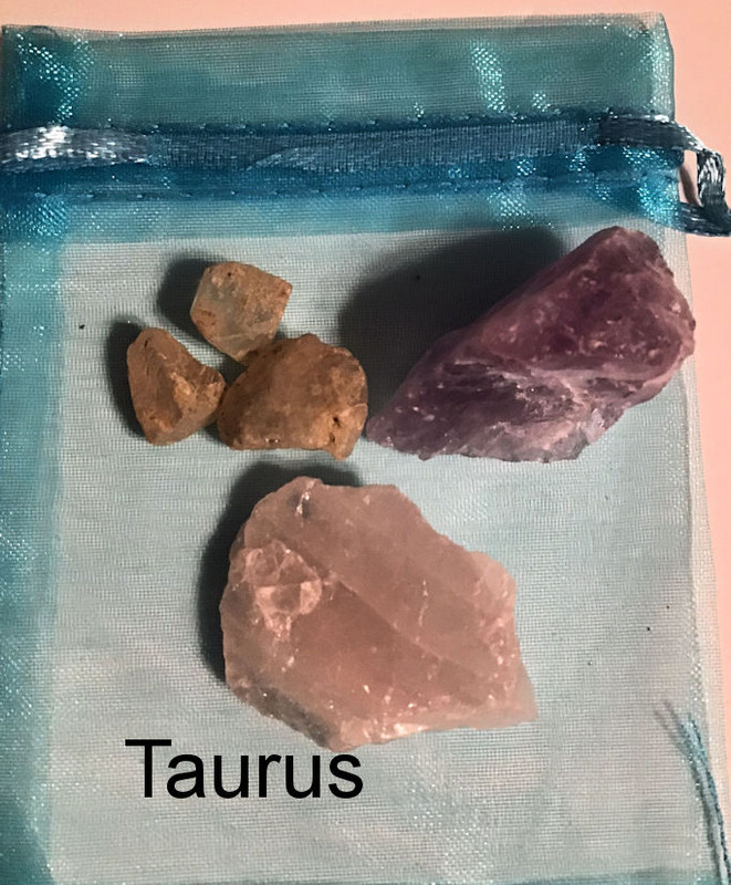 taurus- yellow topaz, amethyst, rose quartz