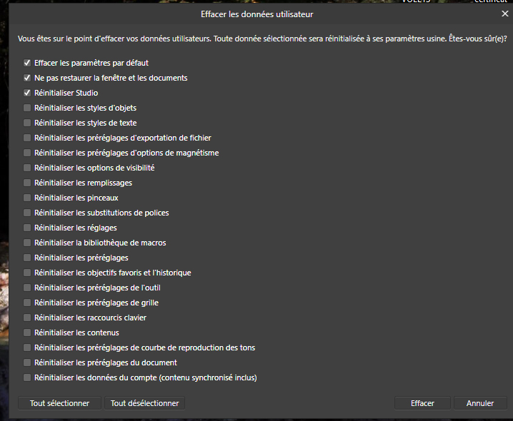 effacer les données