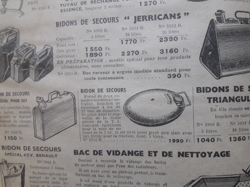 Bidon de secours Traction malle plae .