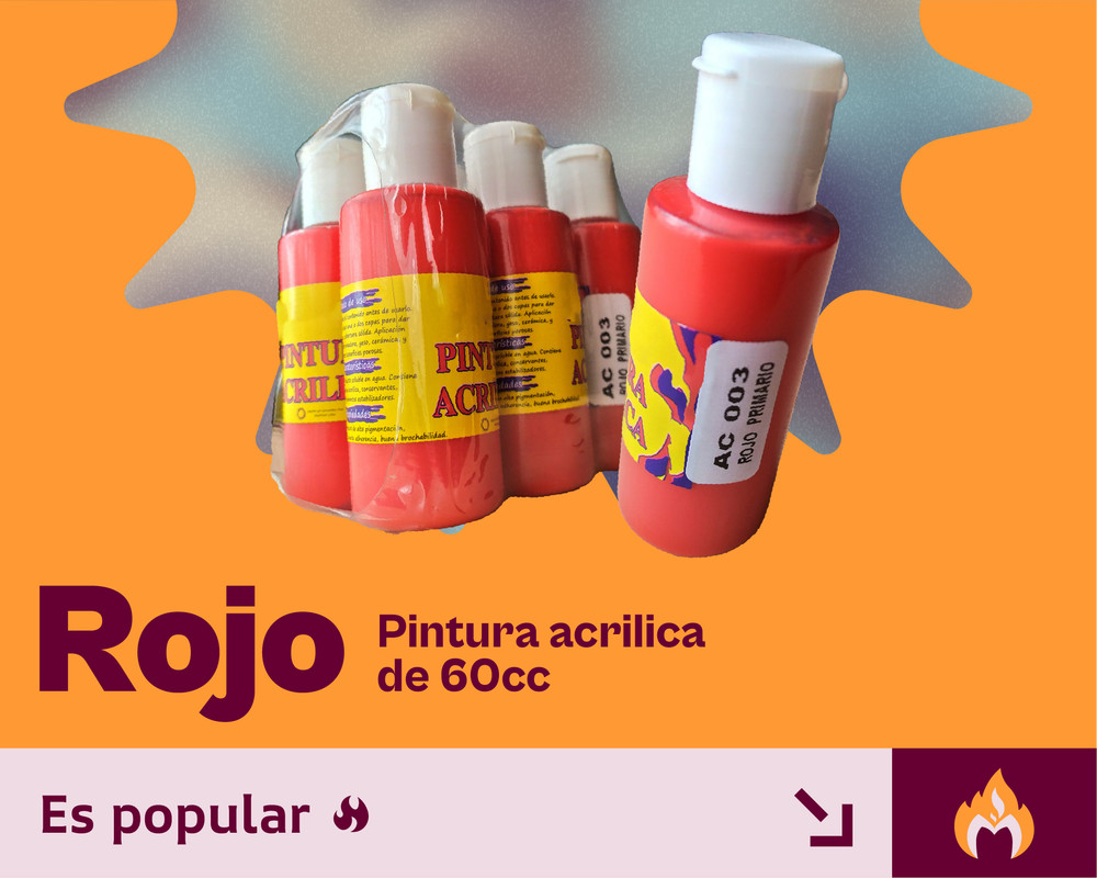 Pintura Acrílica Rojo de 60ml para Manualidades y artes plás