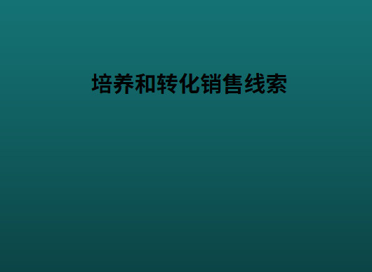 培养和转化销售线索