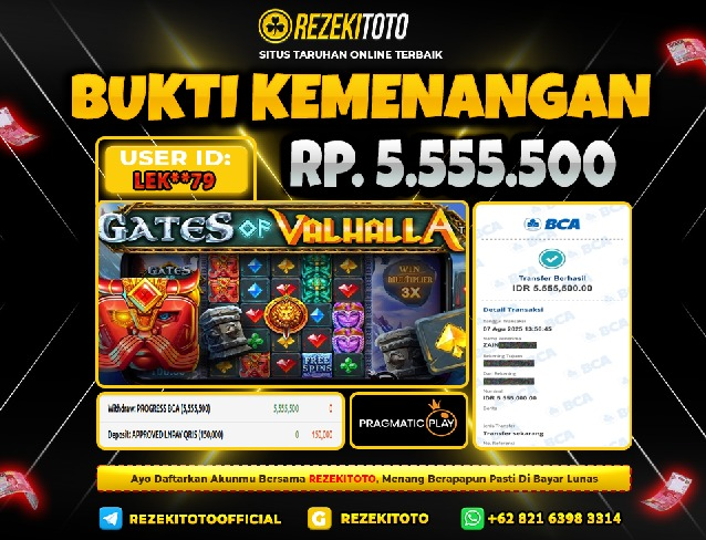BUKTI KEMENANGAN 7 AGUSTUS 2025 GATES OF VALHALLA 5 JUTA 