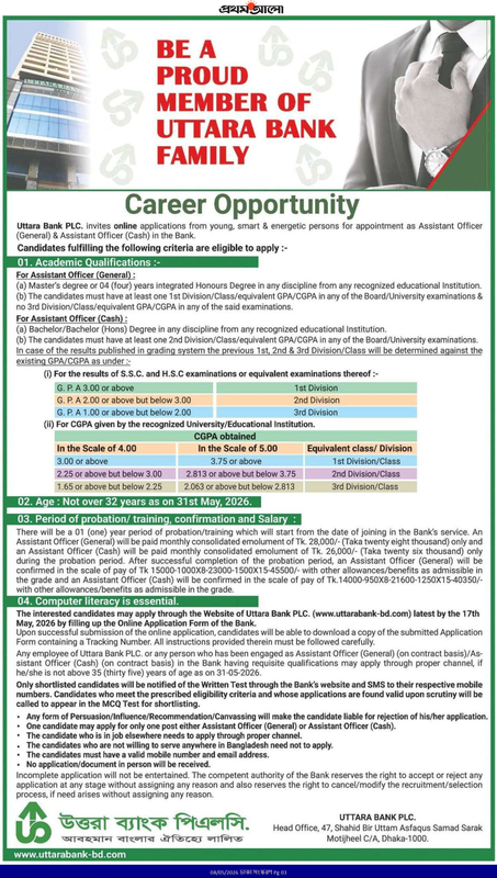 Uttara-Bank-PLC-Assistant-Officer-Job-Circular-2026