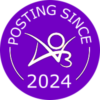 Circular badge with the words 'Posting since 2024' with an AO3 logo