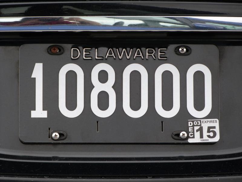 5 digits or less Delaware Black & White Stainless Steel Registration