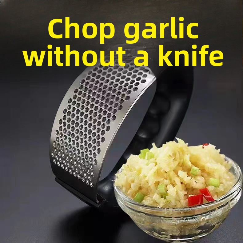 Black Stainless Steel Garlic Press Rocker Ergonomic Garlic Crusher and Ginger Mincer Professional Kitchen Tool