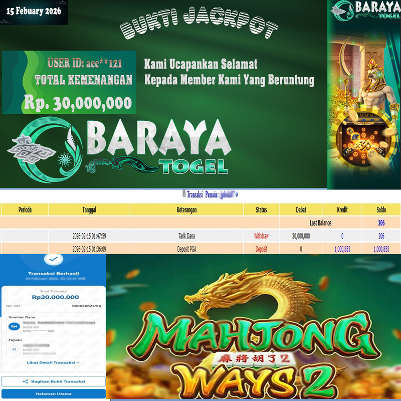 Rp. 30.000.000.- WD LUNAS DI BARAYATOGEL