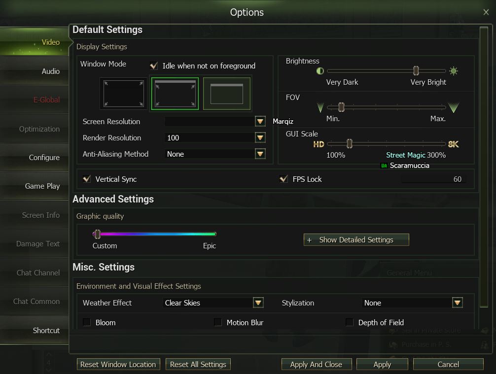 limited settings