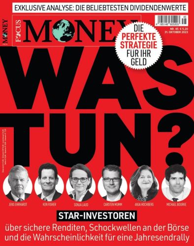 Cover: Focus Money Finanzmagazin No 45 vom 31  Oktober 2023
