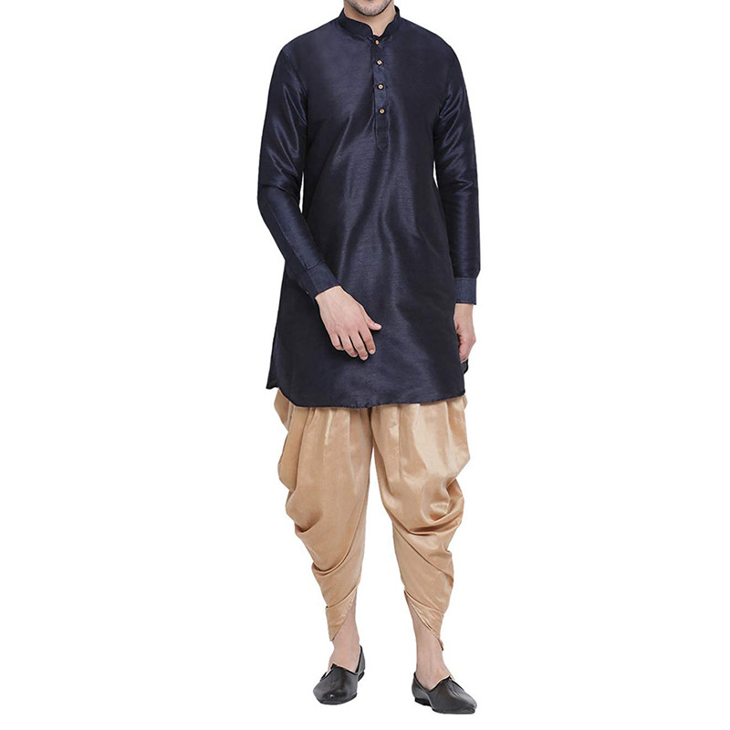 Men's Dhoti Kurta Pant Set Silk Blend Ethnic Kurta Pyjama For Wedding Wear Dress - Picture 12 of 24