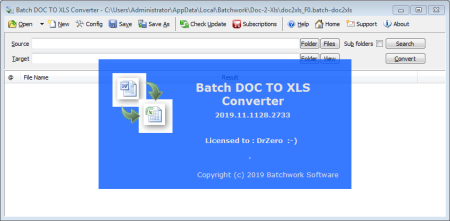 Batch Word to Excel Converter 2019.11.1128.2733