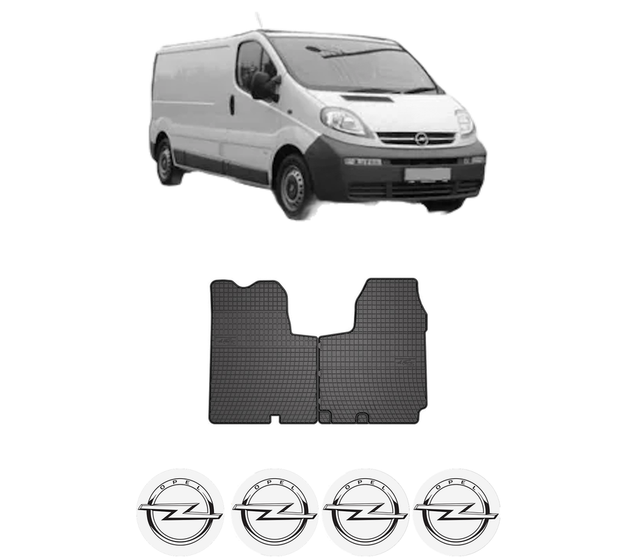 Set covorase presuri OPEL VIVARO A Van (X83) din 2001-2014, auto, din cauciuc thermoplastic, 4 Stickere auto cu OPEL