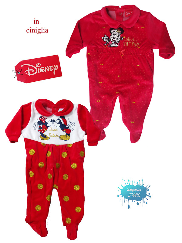 Tutine e completi natalizi per neonata in ciniglia DISNEY
