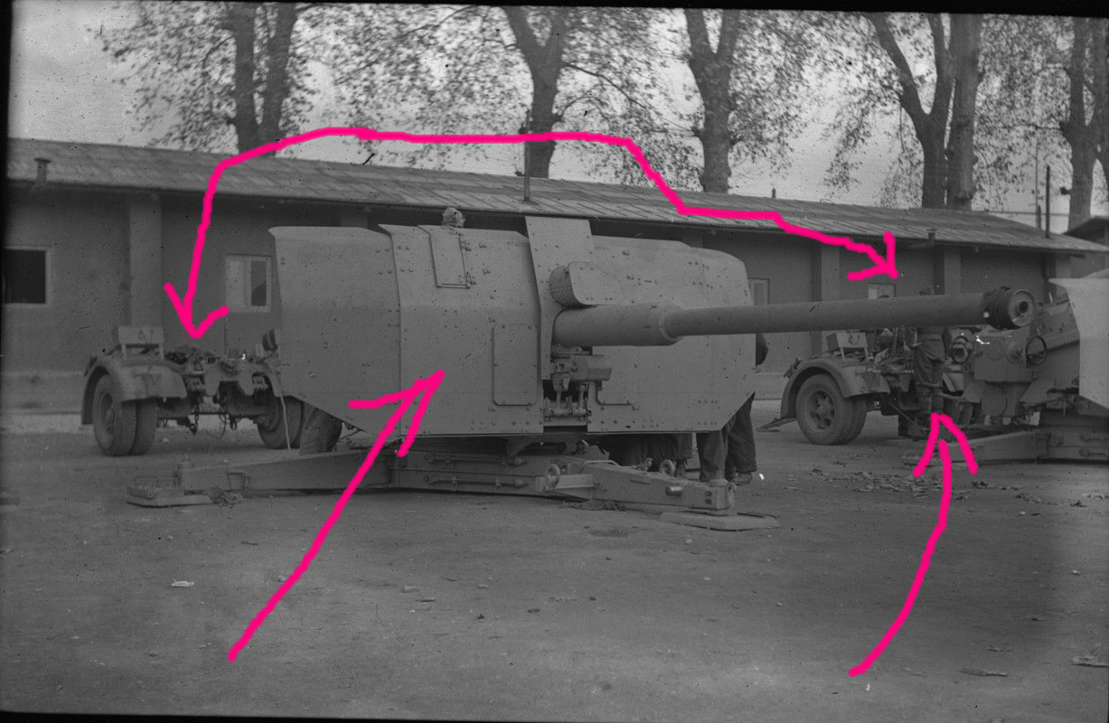 8,8  Flak mit großen Erdkapf-Schild Kampf-Stellung