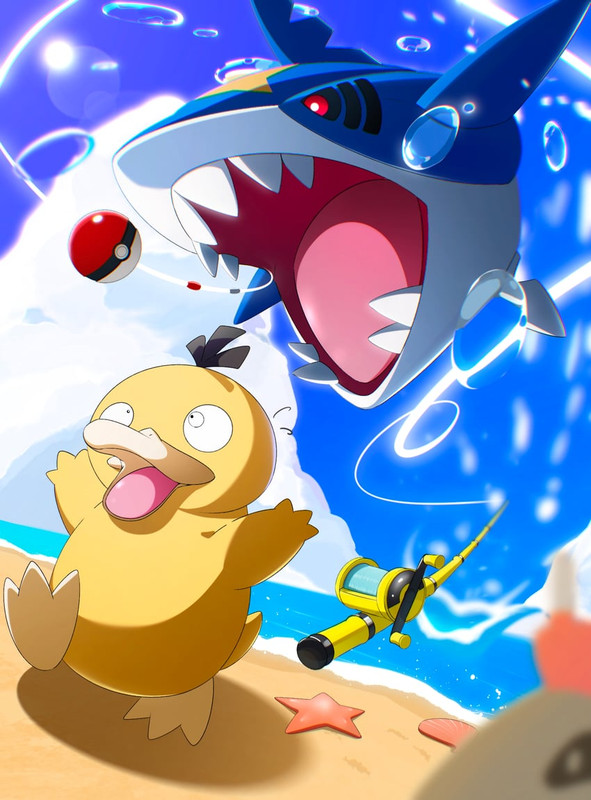 psyduck-and-sharpedo-pokemon-drawn-by-ar