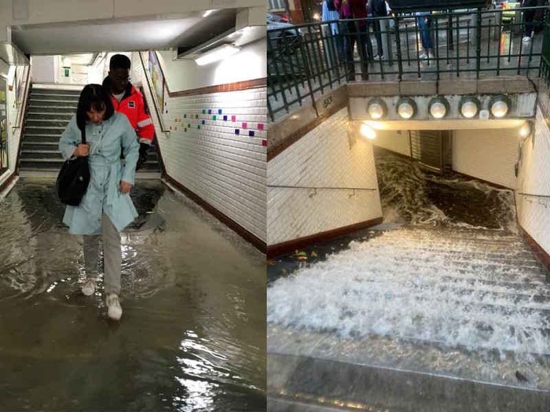 Lluvias torrenciales inundan varias estaciones del Metro de París