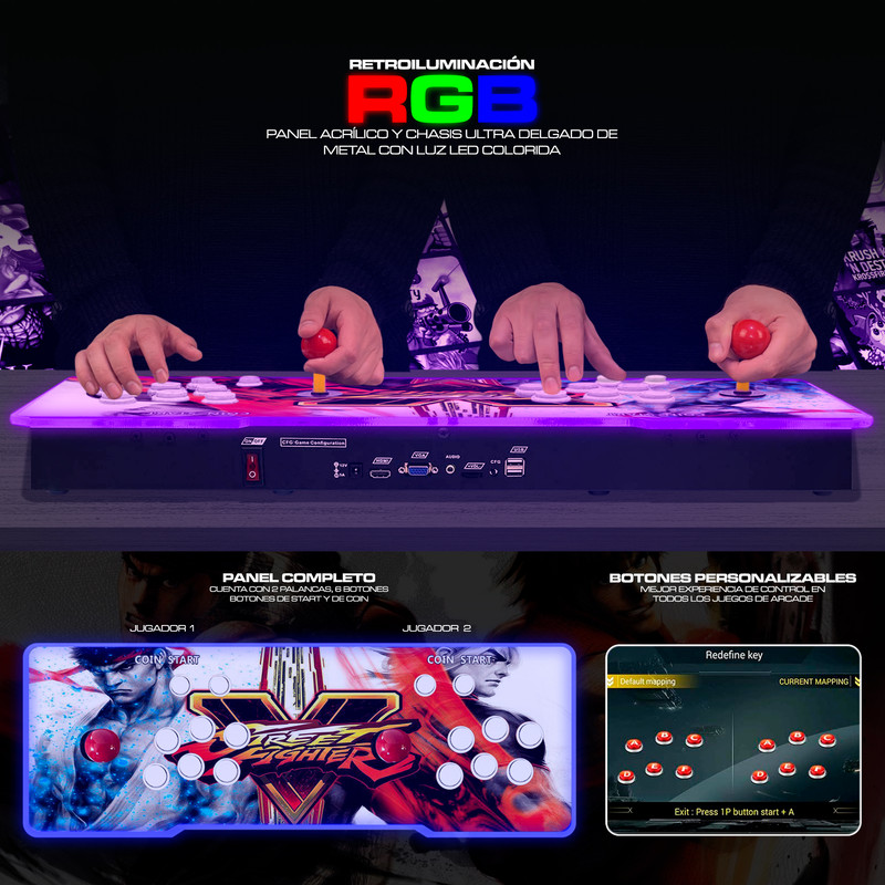 Consola Arcade Retro Con Más De 30.000 Juegos Y 64GB – Procesador Amlogic S905, Joysticks Y 8 Botones Por Jugador, EmulationStation Con Más De 30 Sistemas