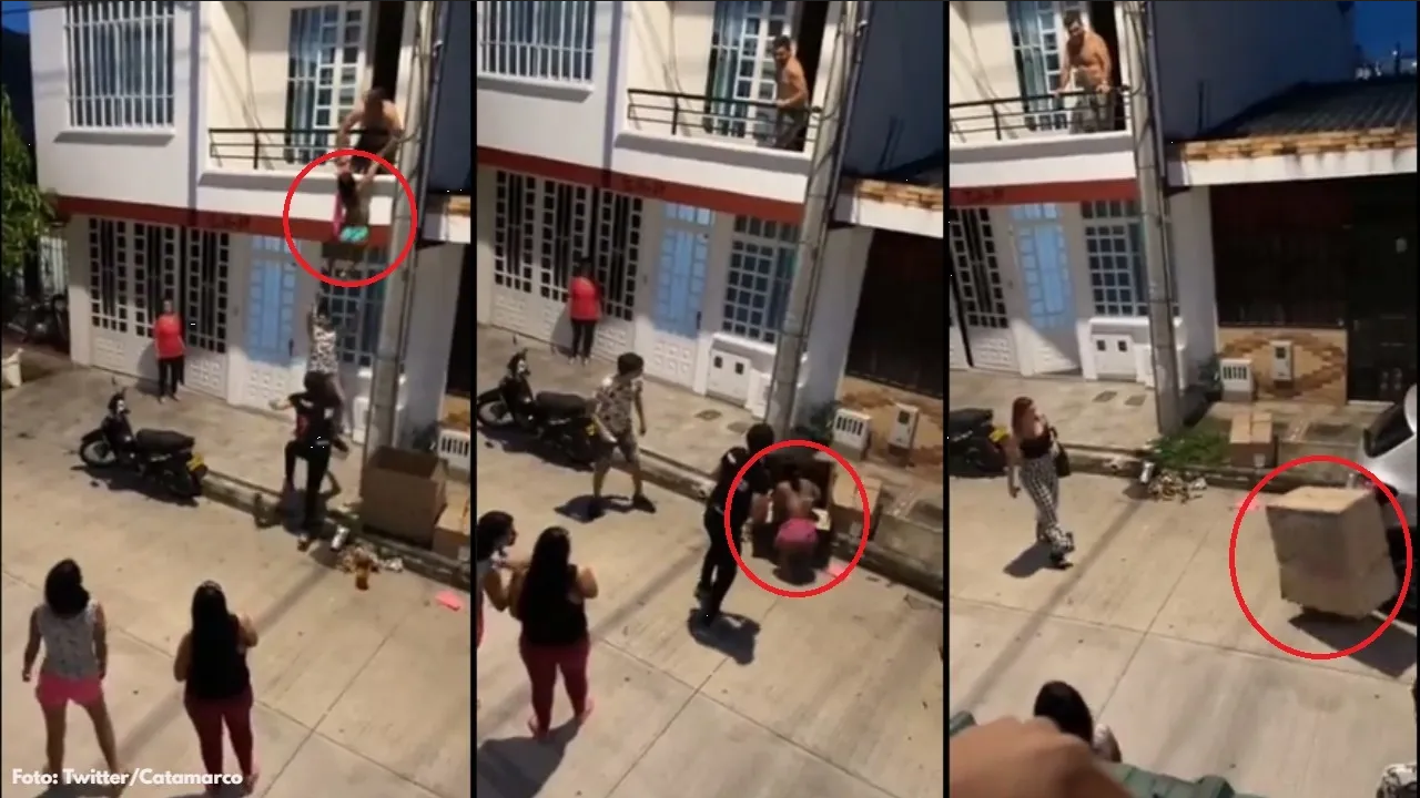 Amante huye semidesnuda en caja de cartón tras ser descubierta la infidelidad (video)
