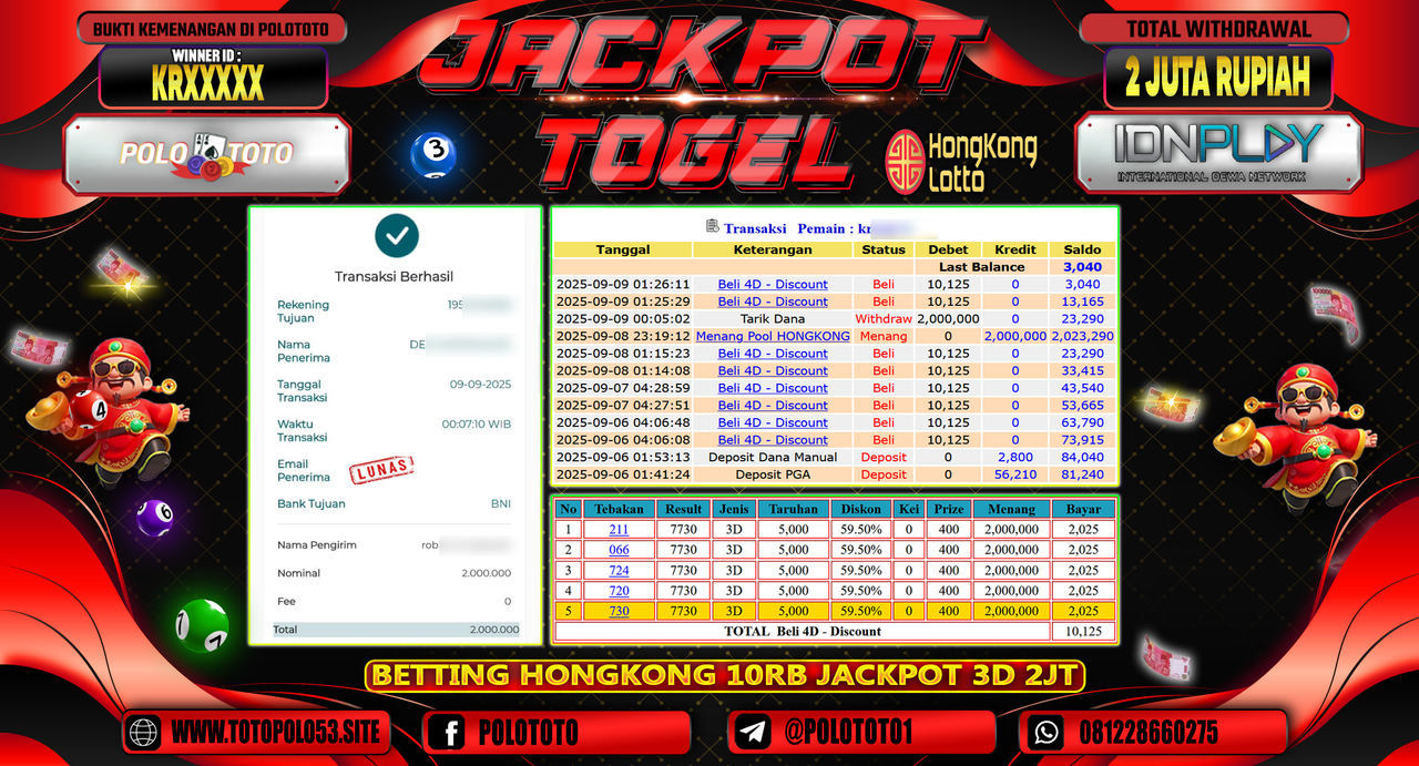 POLOTOTO JACKPOT TOGEL HONGKONG LOTTO Rp.2.000.000,-