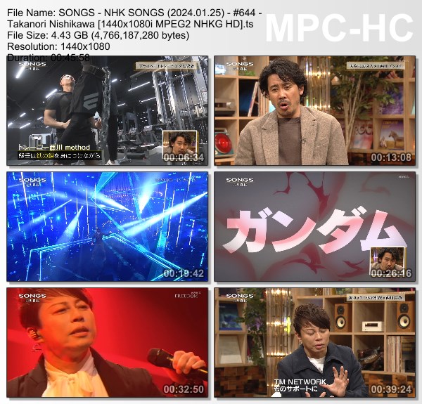 [TV-Variety] NHK SONGS (2024.01.25) – 第643回 – 西川貴教